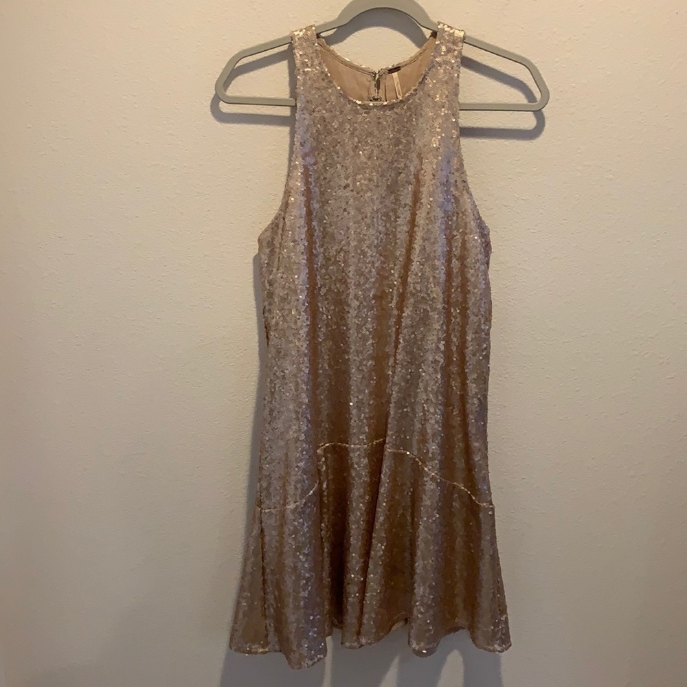 Free People Gold Shimmer Dress/Fully lined. size M